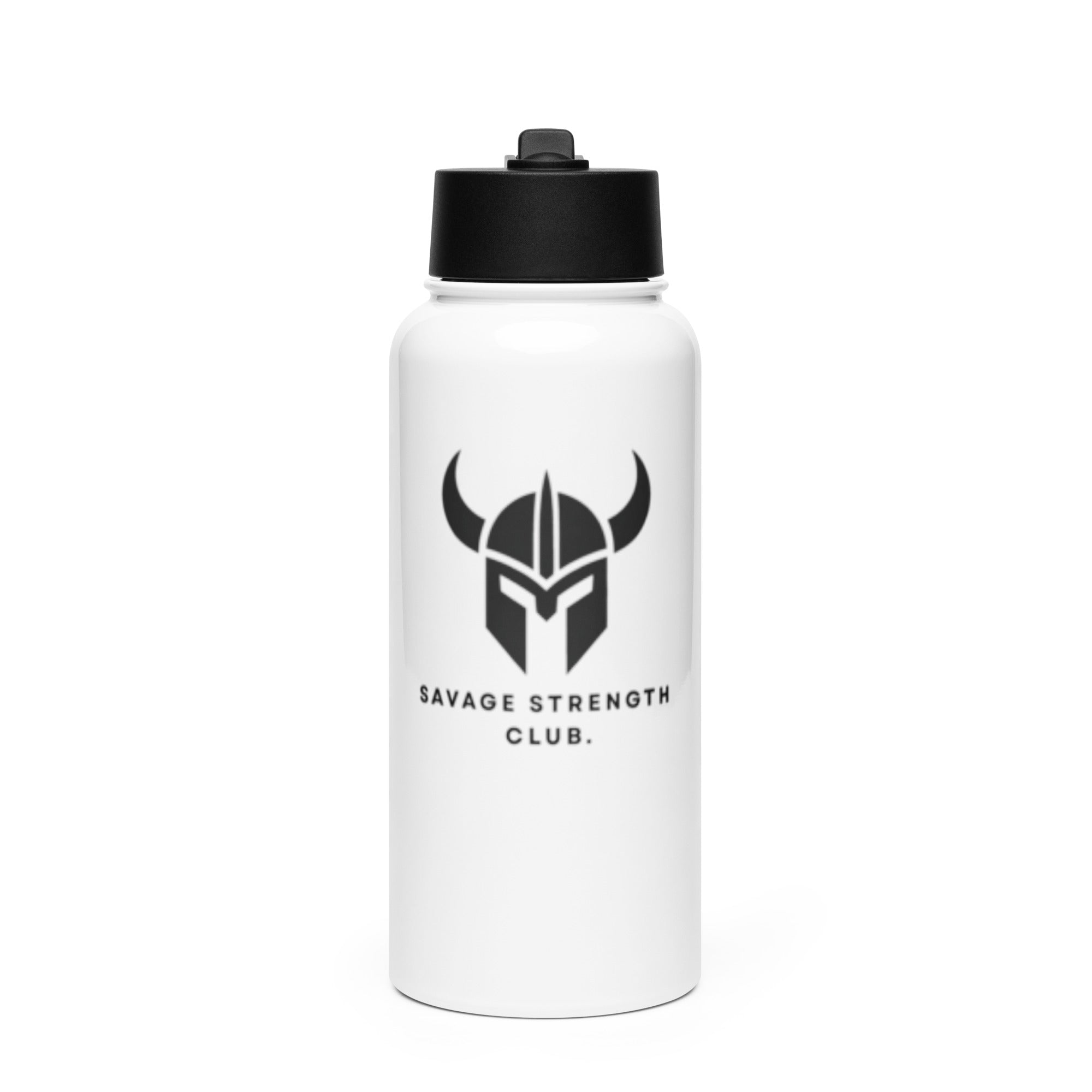 Stainless steel water bottle with a straw lid